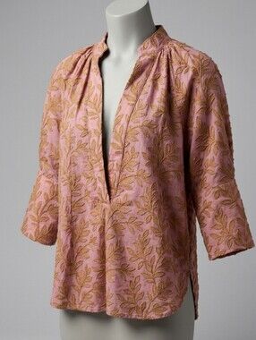 Anthropologie Mauve Embroidered Peasant Blouse Boho Top XSP Extra Small